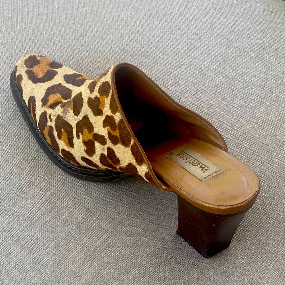 MATISSE Leopard Camel Hair Mules Heeled Clogs Women’s Size 10 Pre Owned - Picture 9 of 12